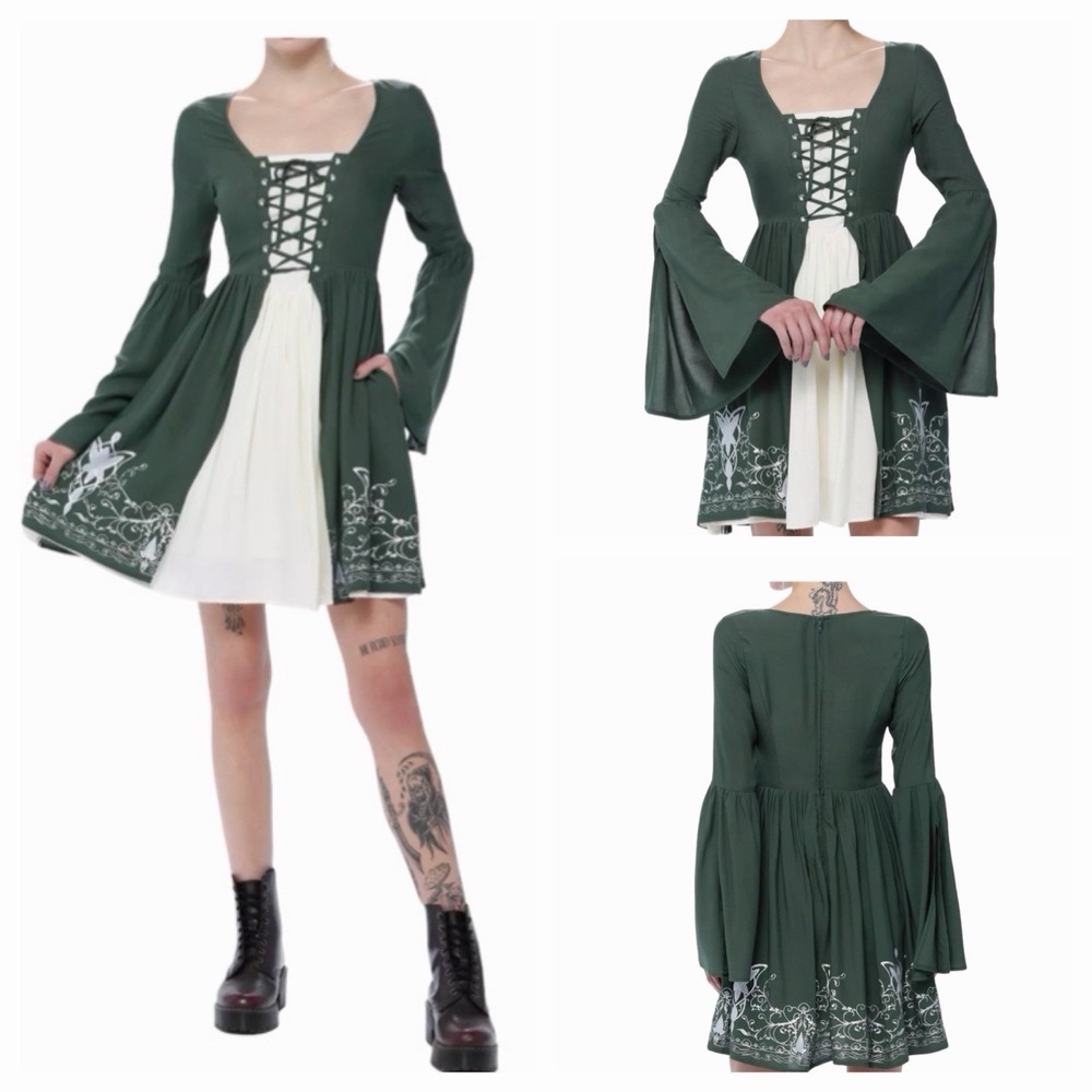 Elven Dress From Lord Of The Rings XS Bell Sleeves Renaissance Medieval Fantasy